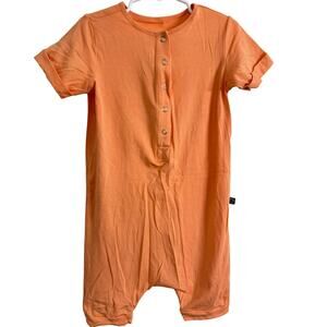 Rags Short Sleeve Henley Short Essentials Rag Romper OrangeSize 5/6